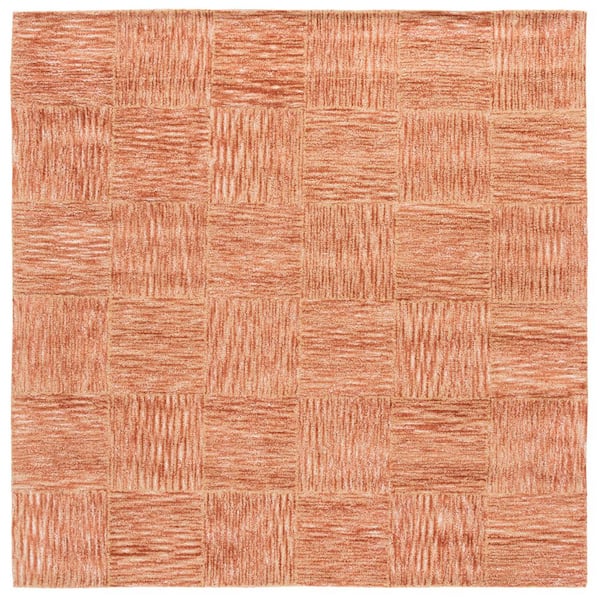 Soho 6 ft. x 6 ft. Rust Geometric Solid Color Square Area Rug