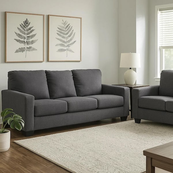 Anise 76 in. Pewter Gray Polyester Full Size Sofa Bed with Pull Out Sleeper
