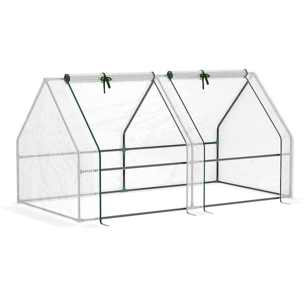 Outsunny 71 in. W x 36 in. D x 36 in. H Steel Portable Mini White Greenhouse