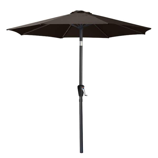 ABCCANOPY 9 ft. Aluminum Market Push Button Tilt Patio Umbrella in Brown