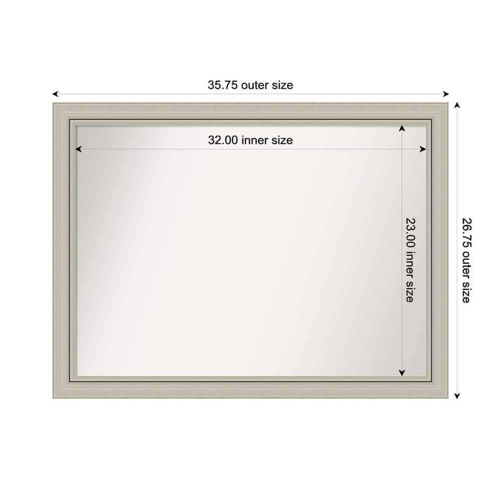 Romano Silver Narrow 35.75 in. x 26.75 in. Custom Non-Beveled Wood Framed Bathroom Vanity Wall Mirror price history on PriceWatchPro