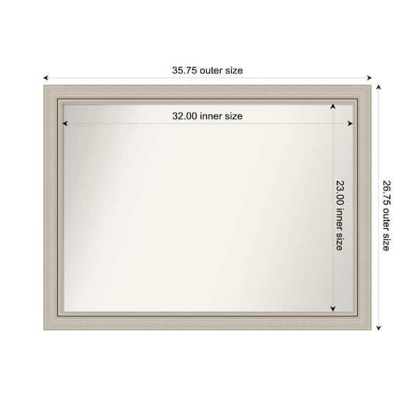 Amanti Art Romano Silver Narrow 35.75 in. x 26.75 in. Custom Non-Beveled Wood Framed Bathroom Vanity Wall Mirror