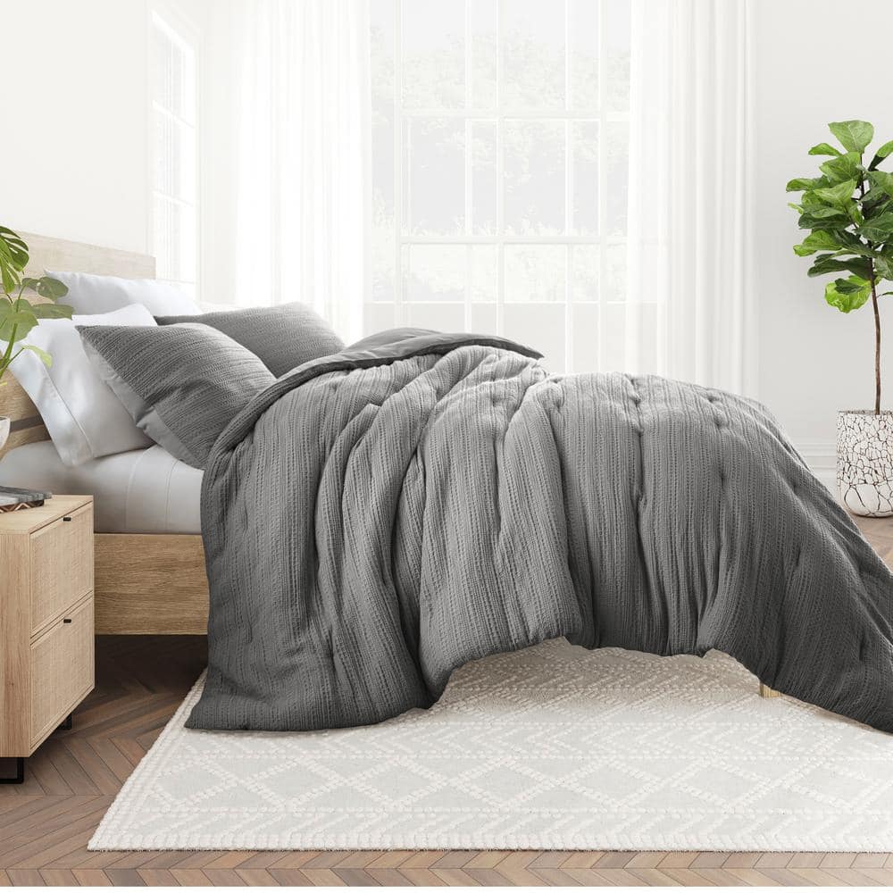 Fog Gray Twin Organic Down Alternative Comforter Set