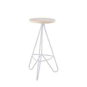 Trinity 30 in. Modern Industrial Metal Tripod Backless Bar Stool, Almond Seat with White Frame