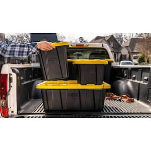 9 Gal. Tough Storage Tote in Black with Yellow Lid