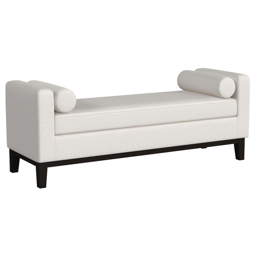 Vanilla Upholstered Bench with Black Tapered Legs