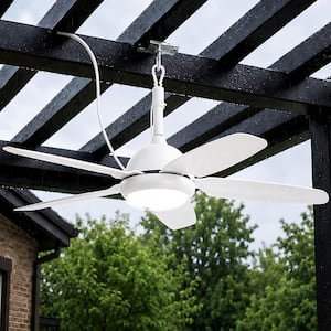 PUDO 48 in. Integrated LED Indoor White Ceiling Fan Lighting with
