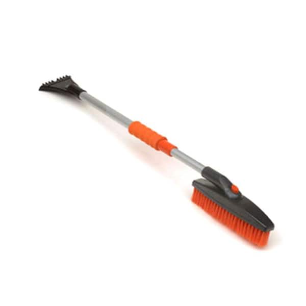 52" Telescoping Extendable Snow Brush Broom With Integrated Ice Scraper Remover 