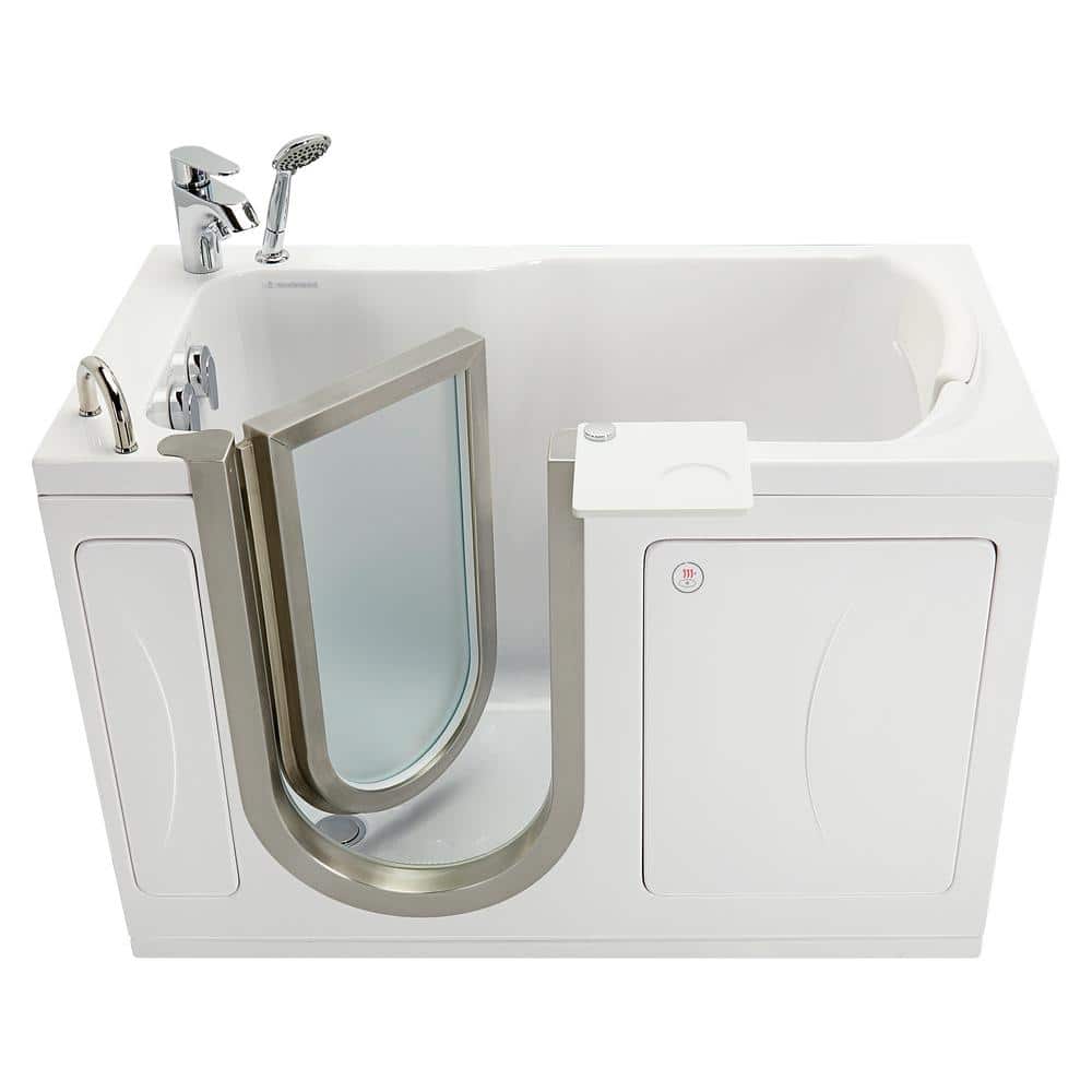 Ella Petite 52 in. x 28 in. Acrylic WalkIn Soaking Bathtub in White, Heated Seat, Fast Fill