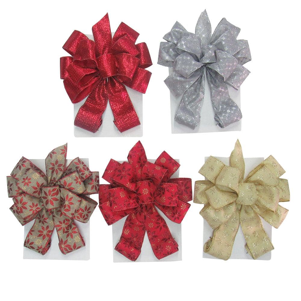 Home Accents Holiday Tree Topper Bow- 6 Assorted 854AS10AHDU17 - The Home  Depot