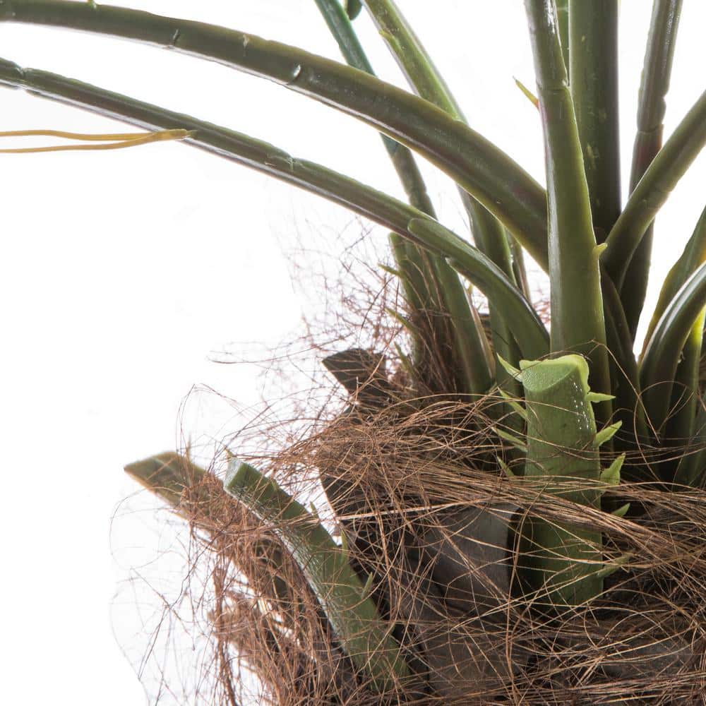 8' Green Faux Potted Palm Tree with Black Planter