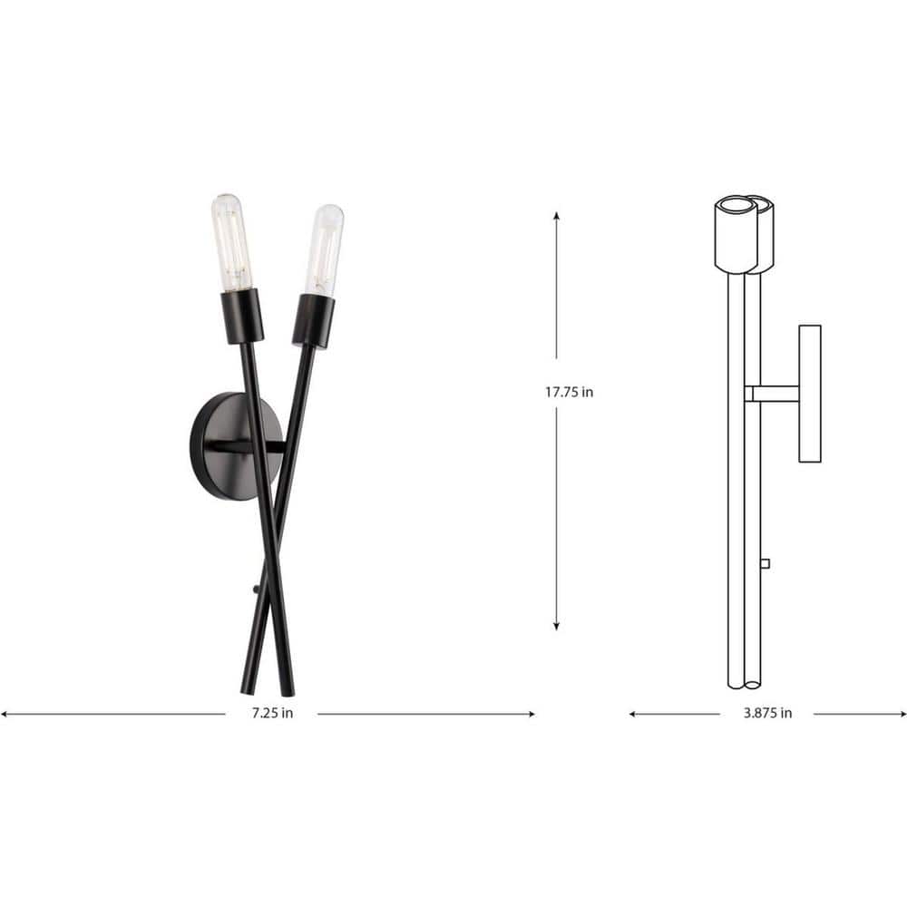 Astra Matte Black Steel 2-Light Wall Sconce