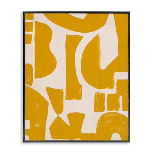 Stupell Industries Yellow Asymmetrical Shapes by June Erica Vess Black Framed Abstract Giclee Art Print 20 in. x 16 in.