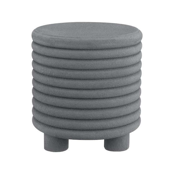 JONATHAN Y Evans 18 in. Minimalist Modern 3-Legged Drum Accent Table, Gray Frosted
