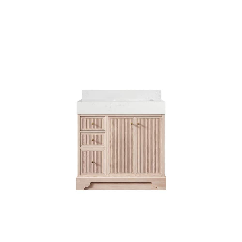Manhattan Oak 36 in. W x 22 in. D x 36 in. H Right Offset Sink Bath Vanity in White Oak with 5 in. Empira Quartz Top price history on PriceWatchPro