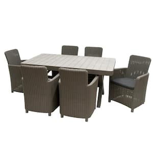 Antrim 7-Piece All-Weather Wicker Polypropylene Outdoor Dining Set with Gray Cushion
