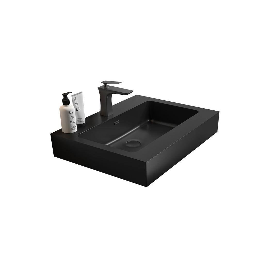 Flynama 24 in. Integrated Engineered Quartz Basin Without Drain