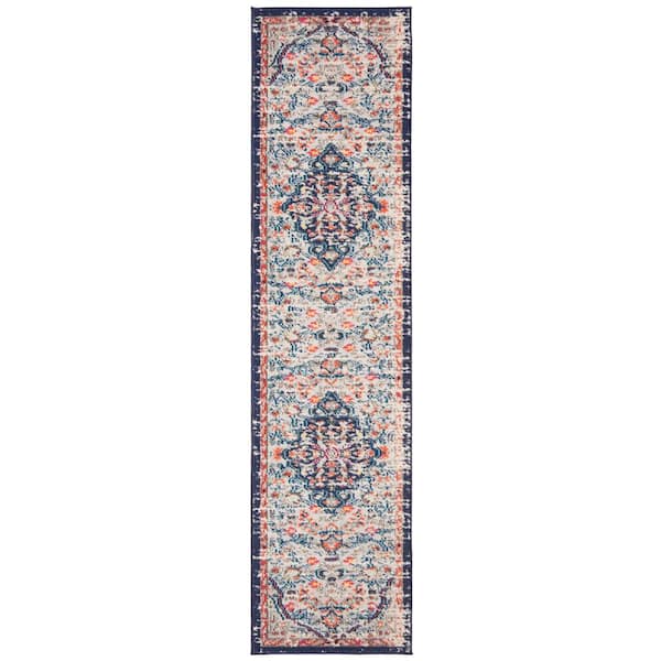 SAFAVIEH Madison Beige/Black 2 ft. x 14 ft. Border Runner Rug