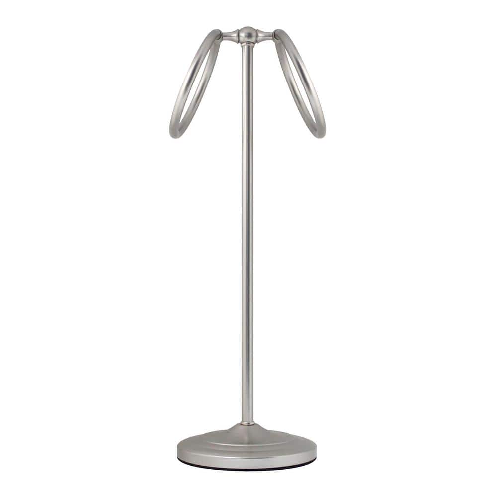 Satin Nickel Double Freestanding Countertop Towel Ring