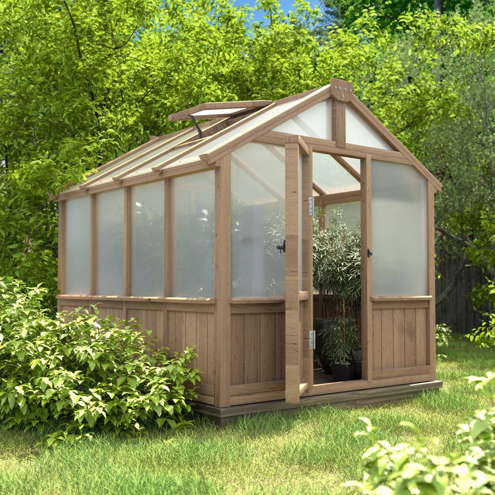 VEIKOUS 6 ft. x 8 ft. Wooden Garden Plant Greenhouse for Outdoors with