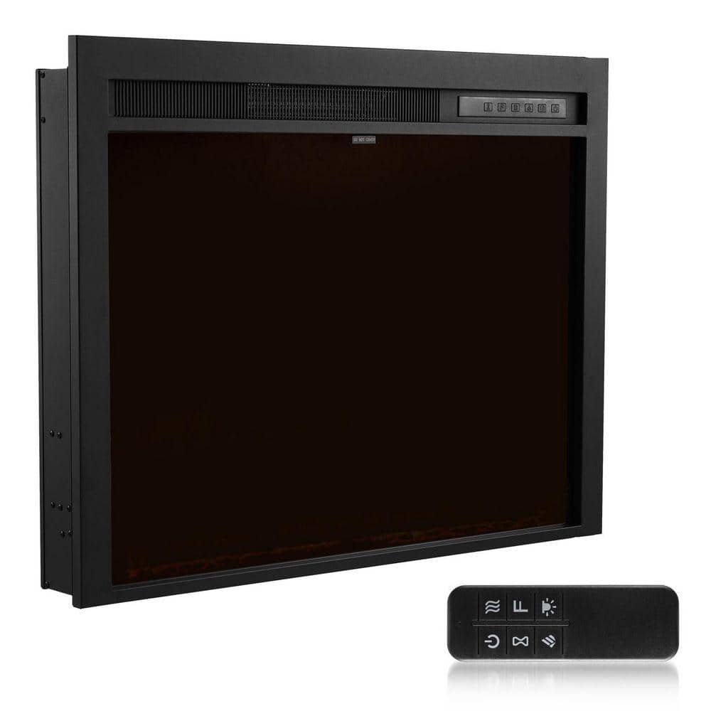 Electric Fireplace Insert, 35 in. Recessed and Wall Mounted with Flame Color Brightness, 5000BTU Black 5.91 in. W