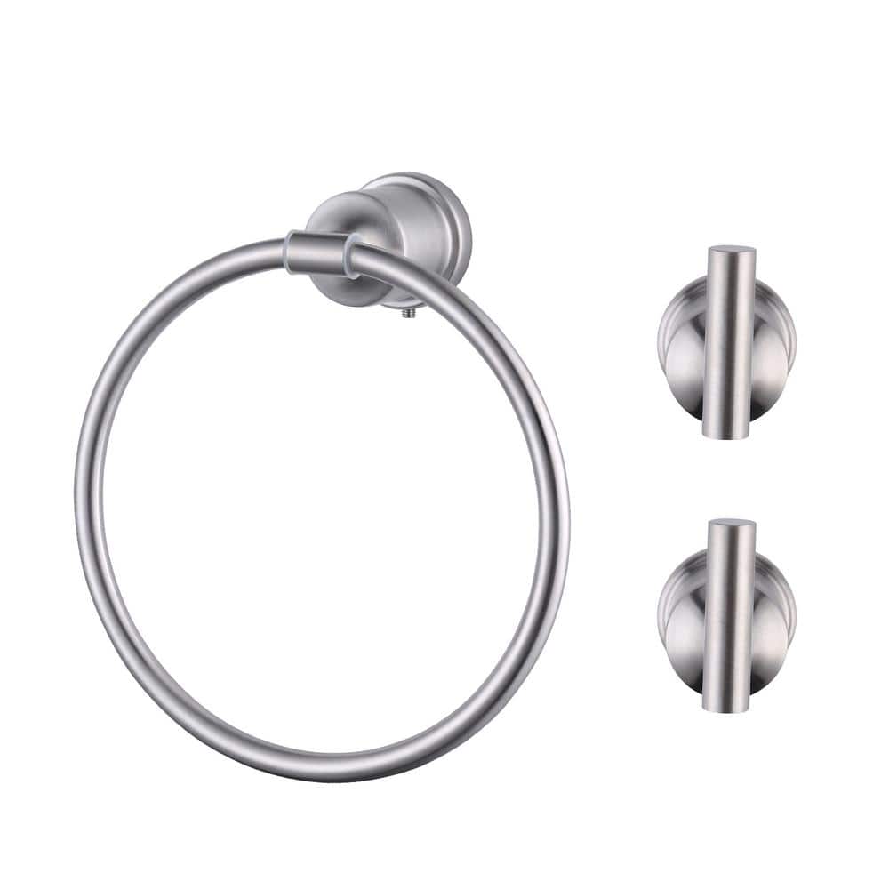 IVIGA 3Piece Stainless Steel Bathroom Hardware Set Including Towel Ring and 2 Robe Hooks in