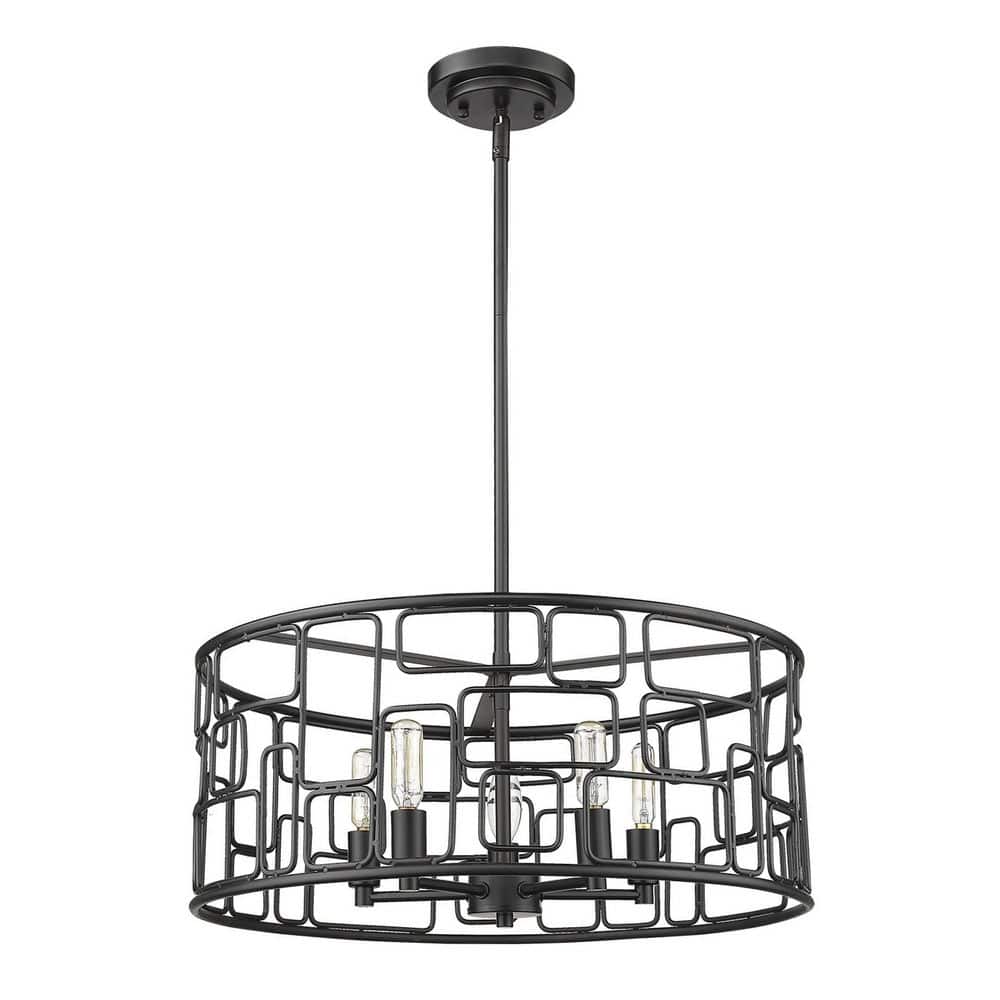 60-Watt 5-Light Black Pendant Light with Metal, No Bulbs Included price history on PriceWatchPro
