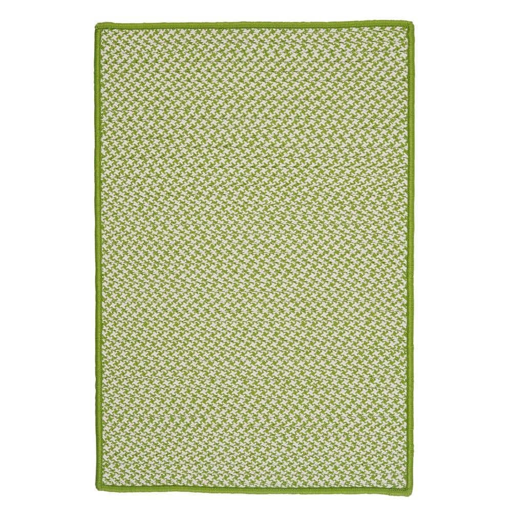 Lime Green Abstract Handmade Braided Reversible Rug, 7 x 9 ft