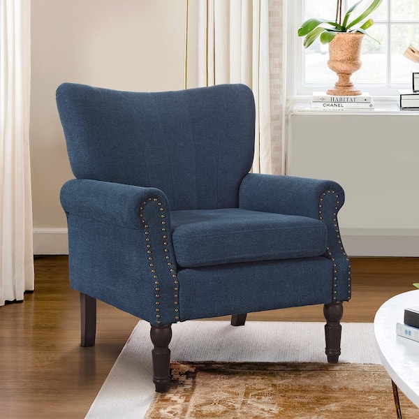 Blue nailhead accent chair discount