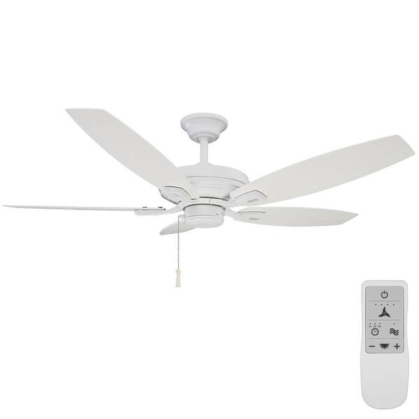 Hampton Bay North Pond 52 in. Matte White Wi-Fi Enabled Smart Ceiling Fan with Remote Control Works with Google Assistant and Alexa