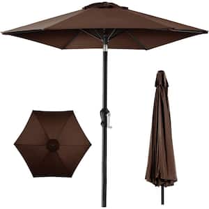 10ft Outdoor Steel Polyester Market Patio Umbrella w/Crank, Easy Push Button, Tilt, Table Compatible - Brown