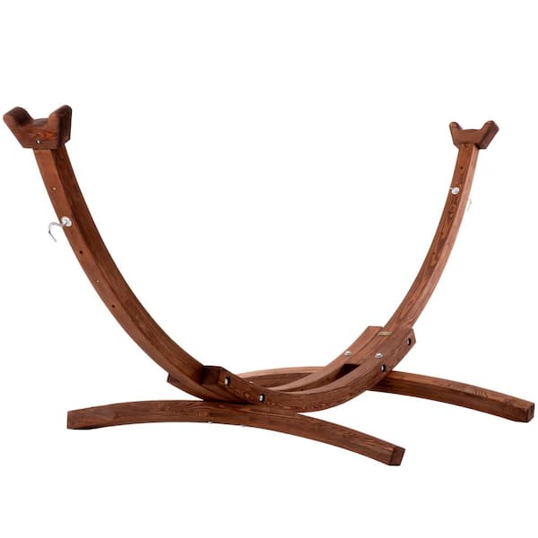 Vivere 10 ft. Solid Pine Arc Hammock Stand in Brown