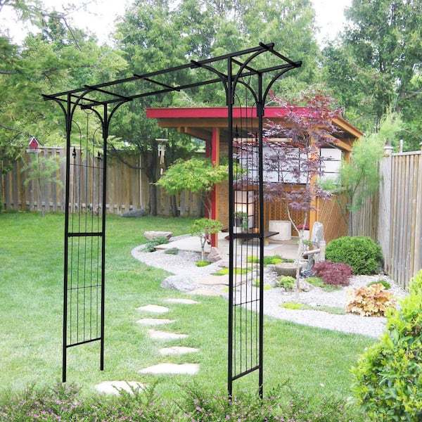 Unbranded 86.6 in. x 81.5 in. Metal Arch Garden Arbor for Various Climbing Plant Wedding Garden Arch Bridal Party Decoration Arbor