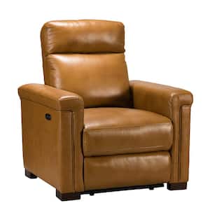 Casio 36.02 in. Wide Camel Genuine Leather Power Recliner with USB Port