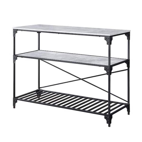 Acme Furniture Jakob Black and Concrete Finish Kitchen Island with Melamine Paper Veneer Top and PVC Edge