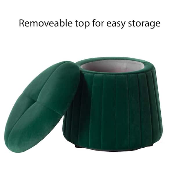 Linear Storage Ottoman Green Three Tone Foot Stool Seat Storage Box 