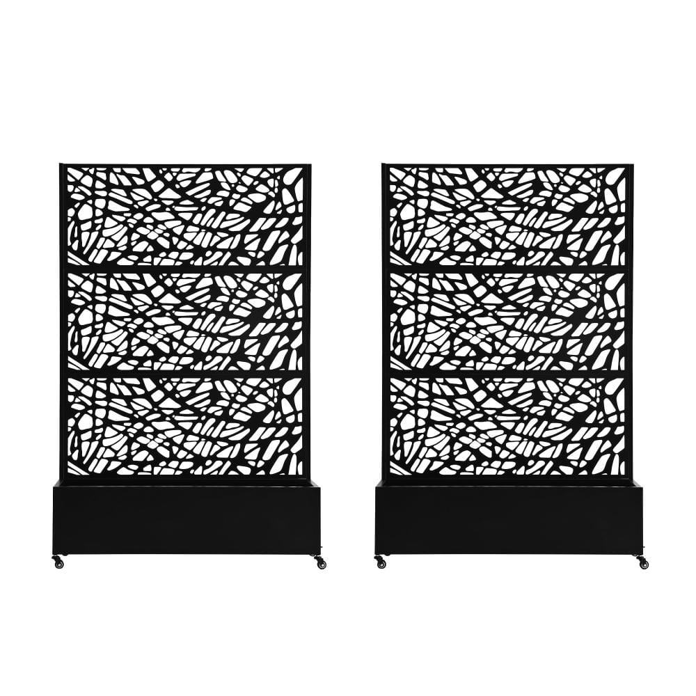 70.8 in. H × 47.2 in. W Black Privacy Metal Garden Fence Screen Panels with Planter Box and Lockable Wheels（2-Pack） price history on PriceWatchPro