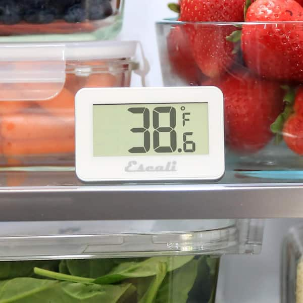 Brushed Stainless Steel Digital Refrigerator and Freezer Thermometer