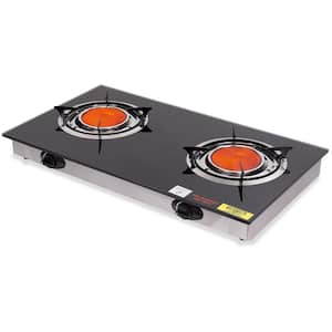 Deluxe Double Portable Infrared Flame Propane Gas Stove Burner Fryer Outdoor Tailgate Cooktop with Auto Ignition