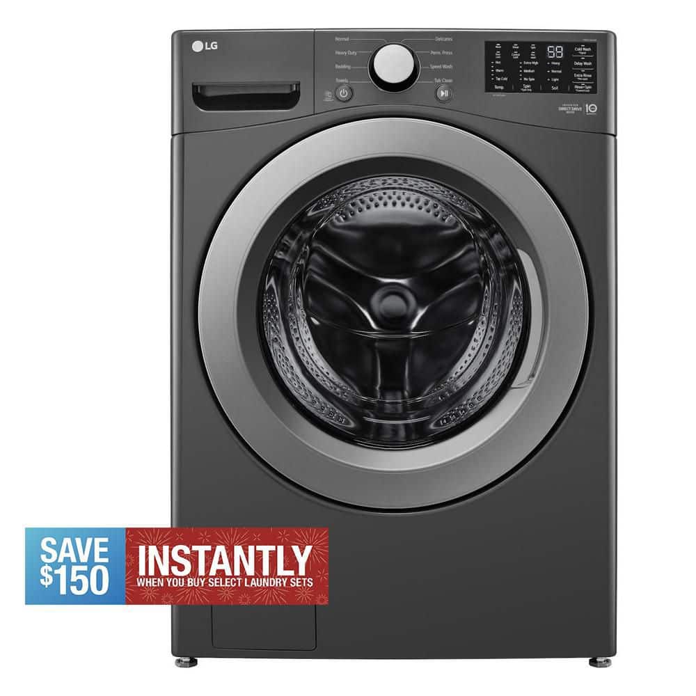 5.0 cu. ft. Stackable Front Load Washer in Middle Black with 6 Motion Cleaning Technology
