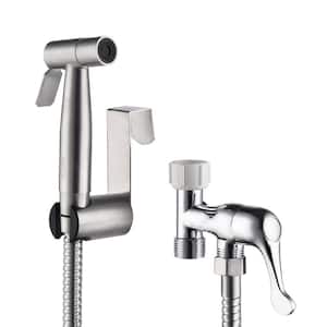 Amii Single-Handle Bidet Faucet with Sprayer Holder and Flexible Bidet Hose for Toilet in Brushed Nickel