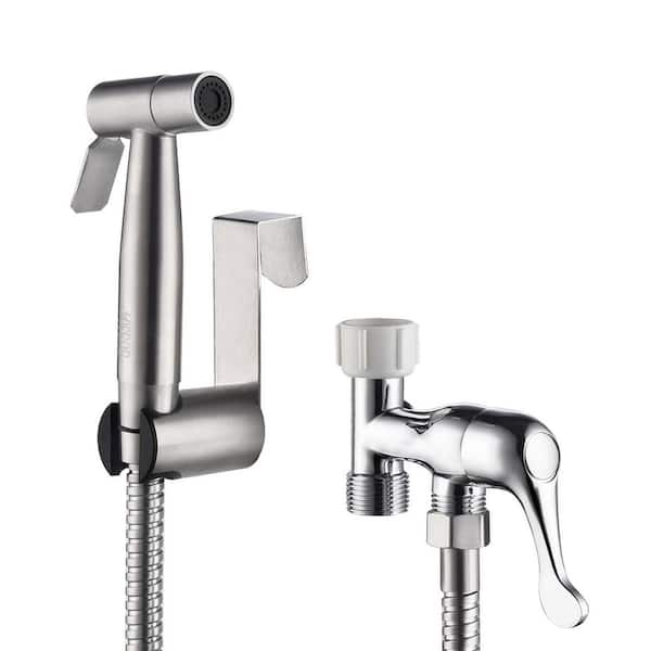 Miscool Amii Single-Handle Bidet Faucet with Sprayer Holder and Flexible Bidet Hose for Toilet in Brushed Nickel