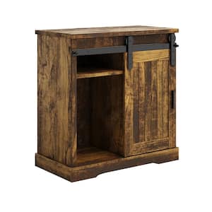 15.25 in. Brown TV Stand Entertainment Center TV up to 34 in. Media Console Shelves Sliding Barn Style Door