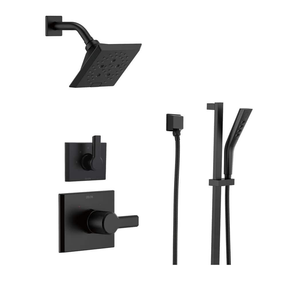 Delta Pivotal 5-Spray Dual Wall Mount Fixed and Handheld Shower Head 1.75 GPM in Matte Black