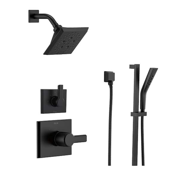 Delta Pivotal 5-Spray Dual Wall Mount Fixed and Handheld Shower Head 1.75 GPM in Matte Black