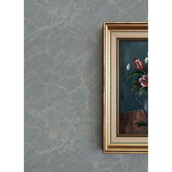 8 in. x 10 in.  Jade Grey Moonstone Stone Peel and Stick Wallpaper Sample
