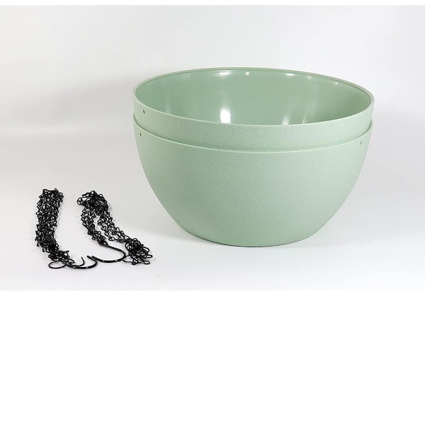 Large 13 in. Dia Green Plastic Planter (2-Pack) L0CRLBTB3F - The Home Depot