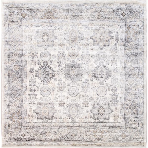 Amadeus Ivory/Grey 6 ft. x 6 ft. Square Oriental Area Rug