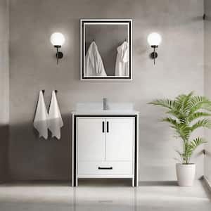 Ziva 30 in W x 22 in D White Bath Vanity, Cultured Marble Top and Faucet Set