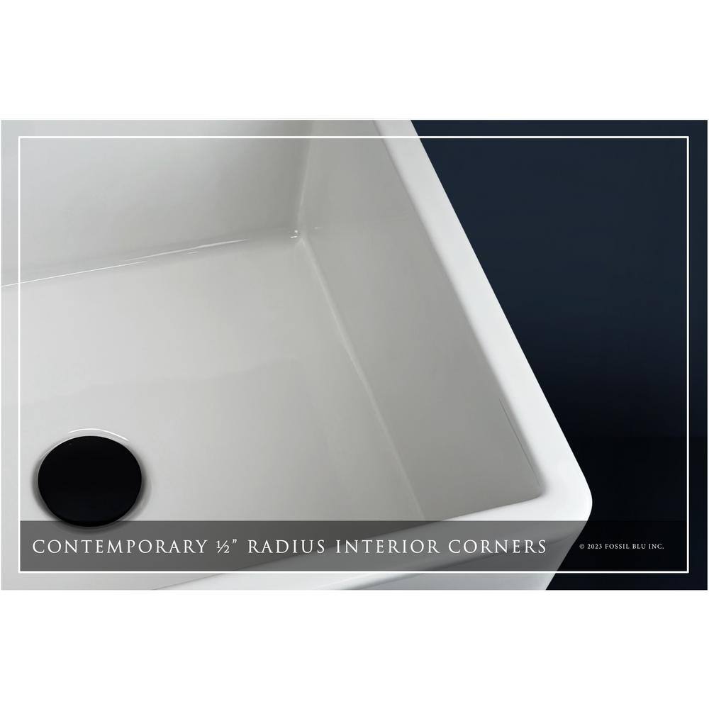 Glossy White Ceramic Rectangular Farmhouse Bathroom Sink
